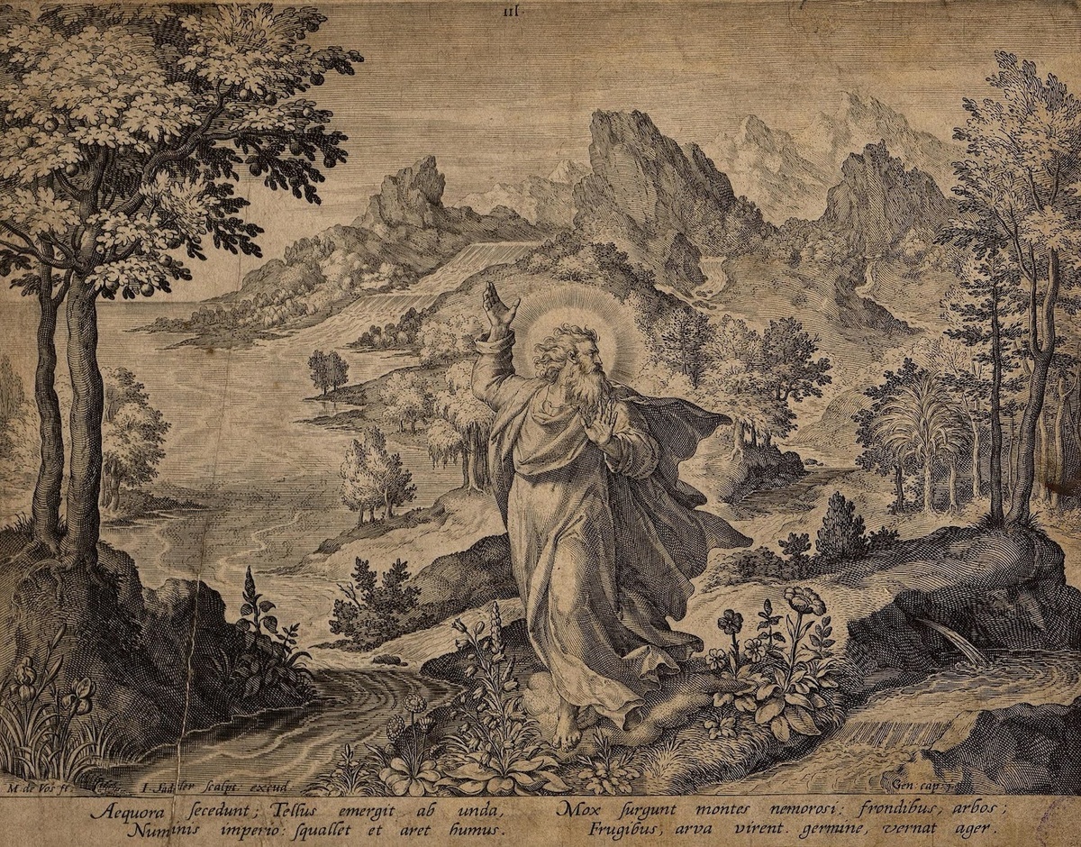 Сцена из Ветхого Завета. Сотворение мира. XVII в. Гравер – Иоганн Саделер (нидерл. Johann Sadeler I, 1550–1600). Государственный Эрмитаж, Санкт-Петербург 