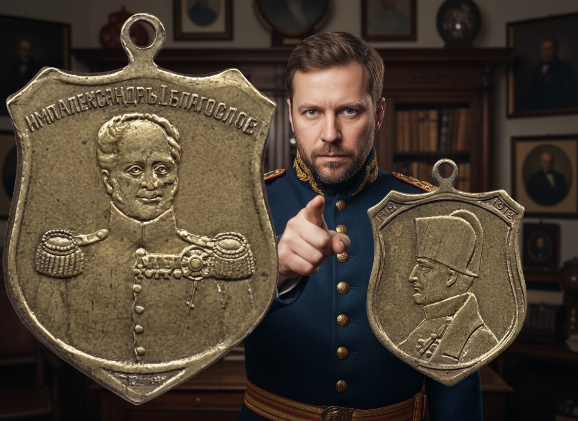 Фотоколлаж автора. Медали с Александром I и Наполеоном I