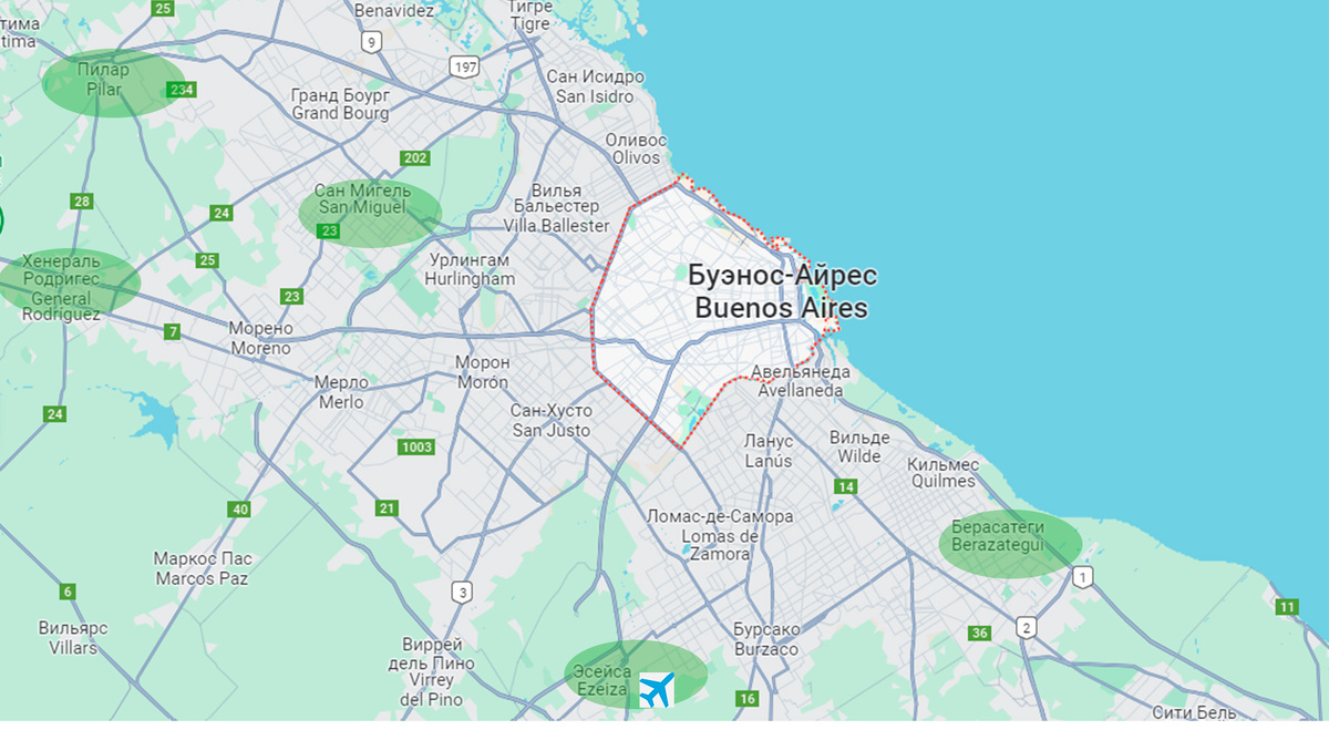 Городки под Буэнос-Айресом, которые соответствовали нашим требованиям — не больше 60 км от столицы