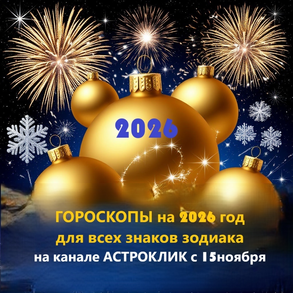 ВНИМАНИИЕ: с 16 ноября на канале АСТРОКЛИК начинают размещаться ГОРОСКОПЫ на 2026 ГОД для каждого знака зодиака: деньги, работа, любовь, дети, здоровье в 2026 году! Подписывайтесь на канал, следите за публикациями.