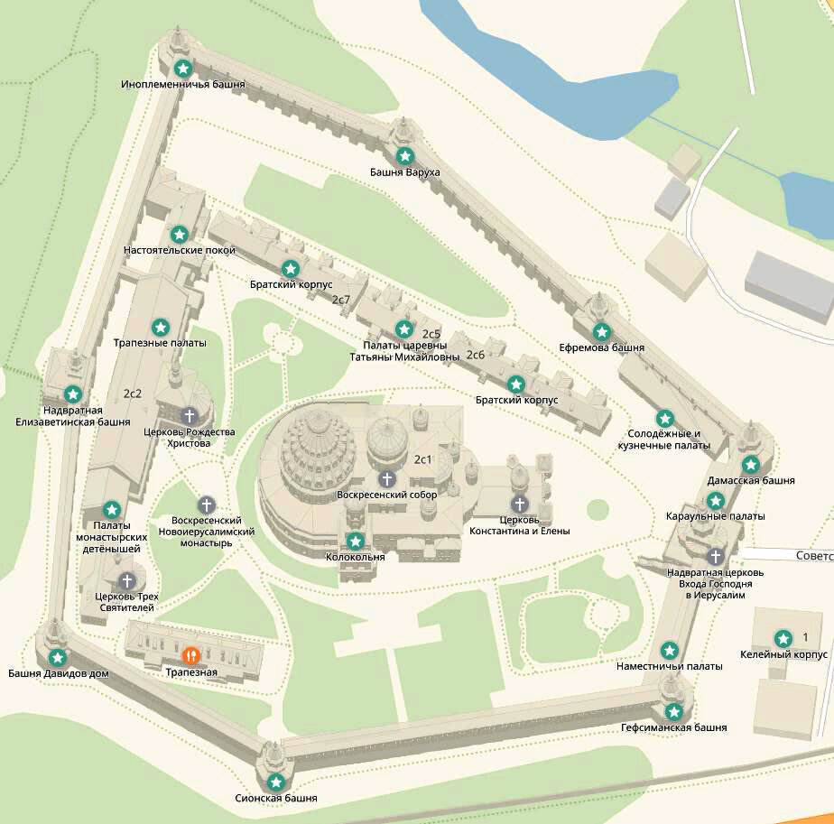 Расположение церквей и строений на территории монастыря. Фото из открытых источников.