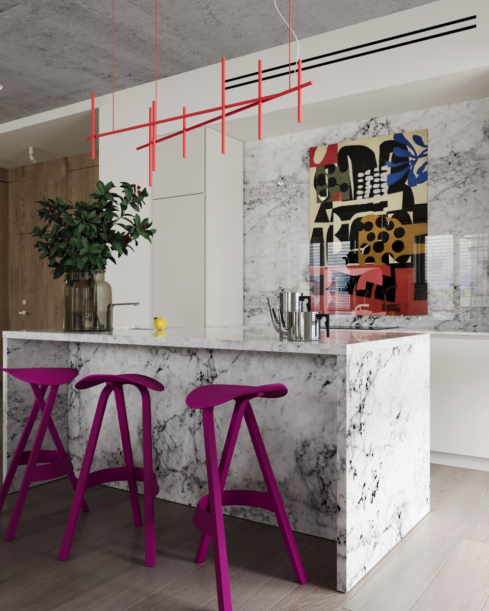 Кухня-гостиная в квартире 130 кв в ЖК Репаблик