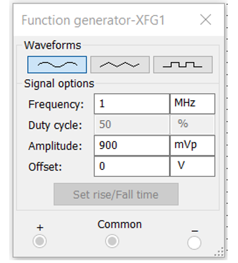 Рис. 2. Настройки функционального генератора