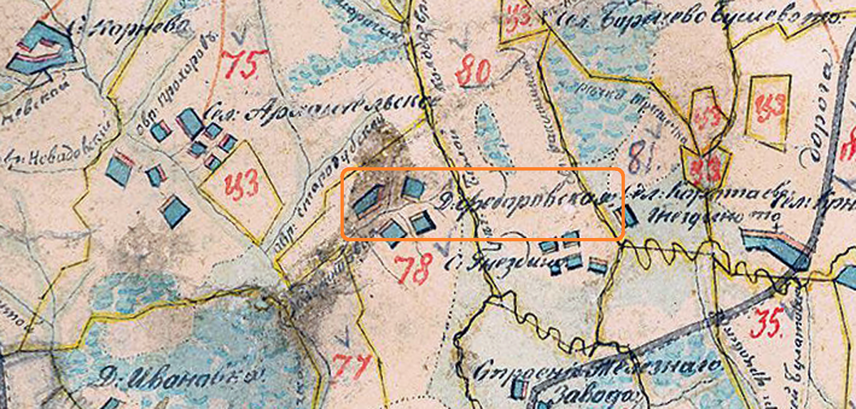 Федоровка (Федоровское) на карте XVIII века.
