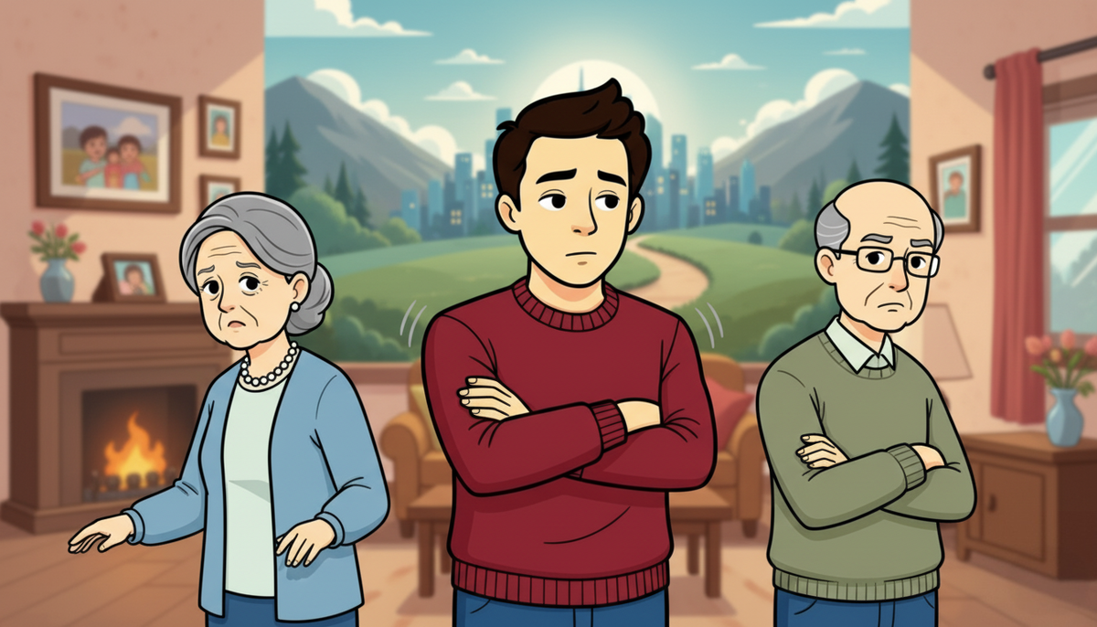 Сын на дистанции от родителей.