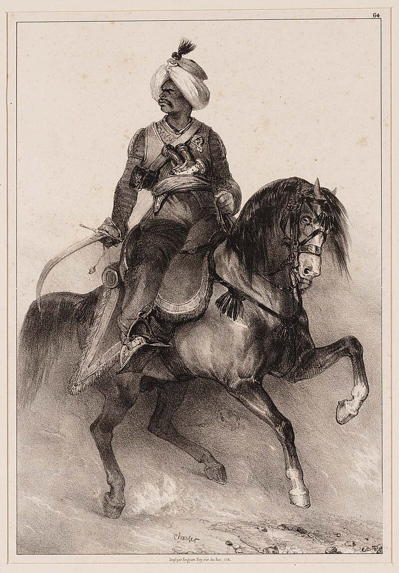 Старинная гравюра с изображением мамлюкского воина