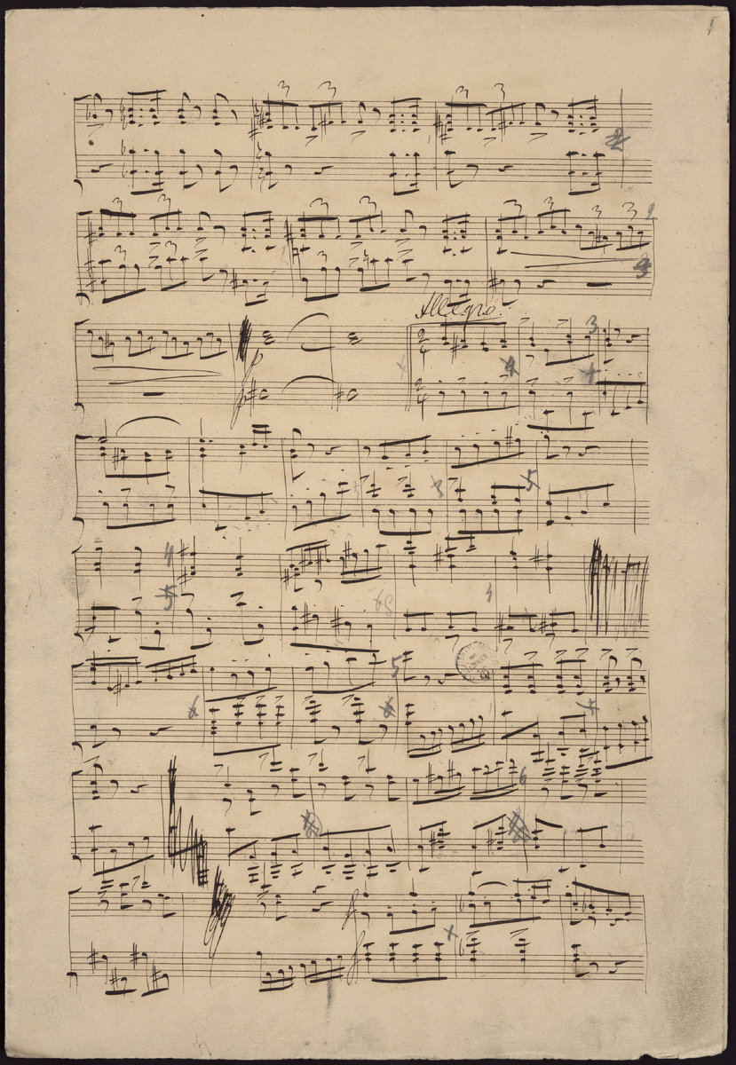 В.Н. Кашперов. Интродукция к опере «Гроза». Переложение П.И. Чайковского для фортепиано в две руки. Автограф. Москва, 1867. Из фондов Российского национального музея музыки.