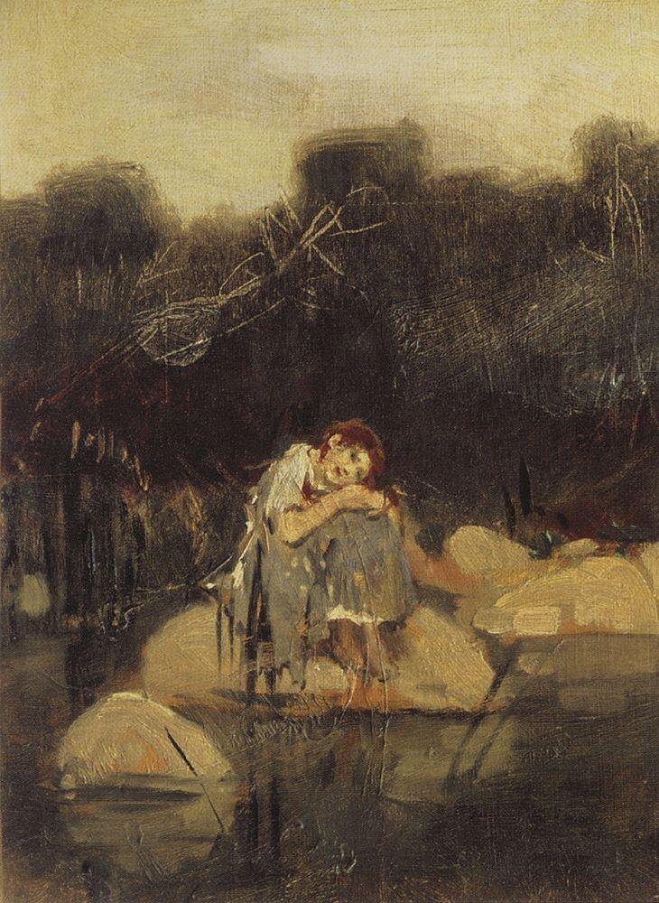 Эскиз В. Васнецова к картине «Аленушка» (1881). 