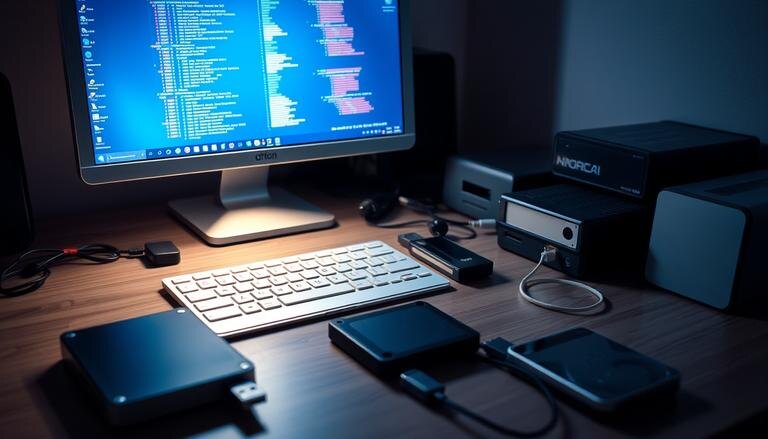    изображение компьютера с внешними накопителями