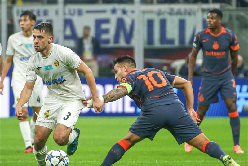 Фрагмент матча "Интер" — "Кайрат". Фото пресс-службы "Кайрата"