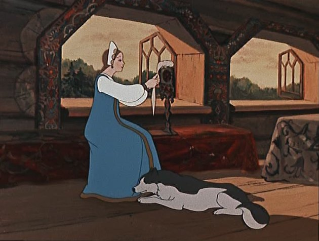 Кадр из мультипликационного фильма Ивана Иванова-Вано «Сказка о мертвой царевне и о семи богатырях» (1951)