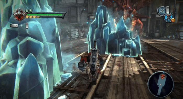 Gif картинка "Всадник разрушает кристаллическую преграду"