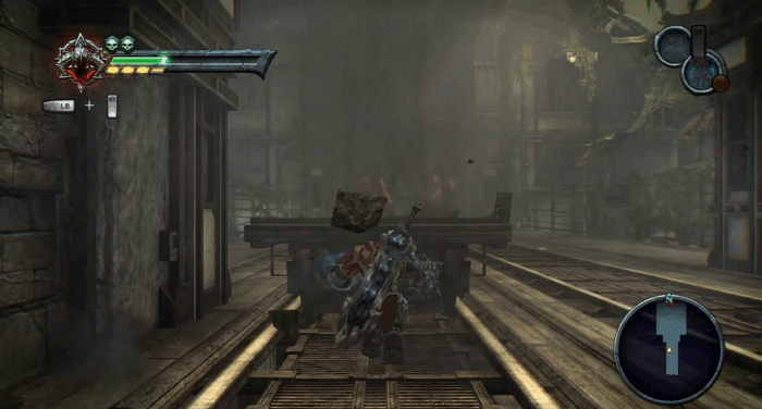 Gif картинка "Всадник толкает вагон"