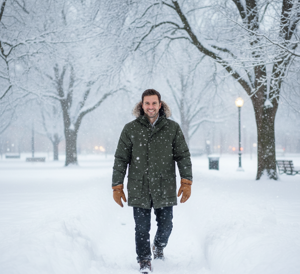 Снег начал идти крупными хлопьями, ложился на плечи, на шапку.