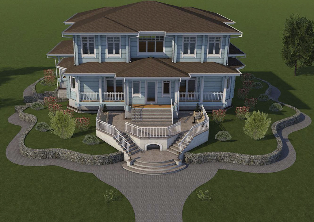 Промежуточный вариант подпорных стен и входных групп.