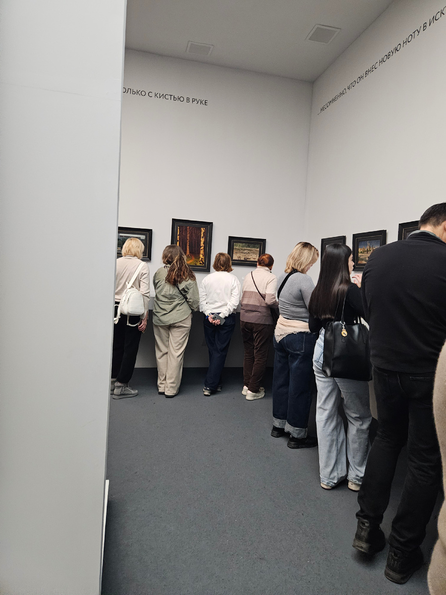 18 минут как открыта выставка. На тот момент в первом зале находилось не менее 30 человек. На сайте на один сеанс продают 60 билетов + люди с кассы