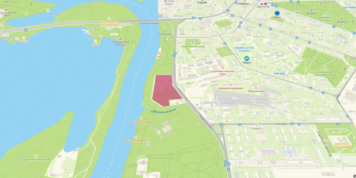 Пятно застройки ЖК Живописная, 27