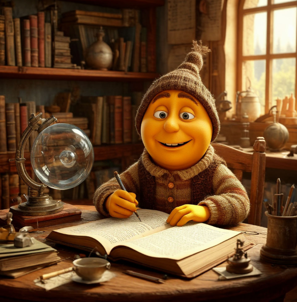 Возможно, так мог выглядеть Колобок, если бы стал учёным