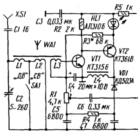 Схема ВЧ части приемника Г. и Н. Прилуковых