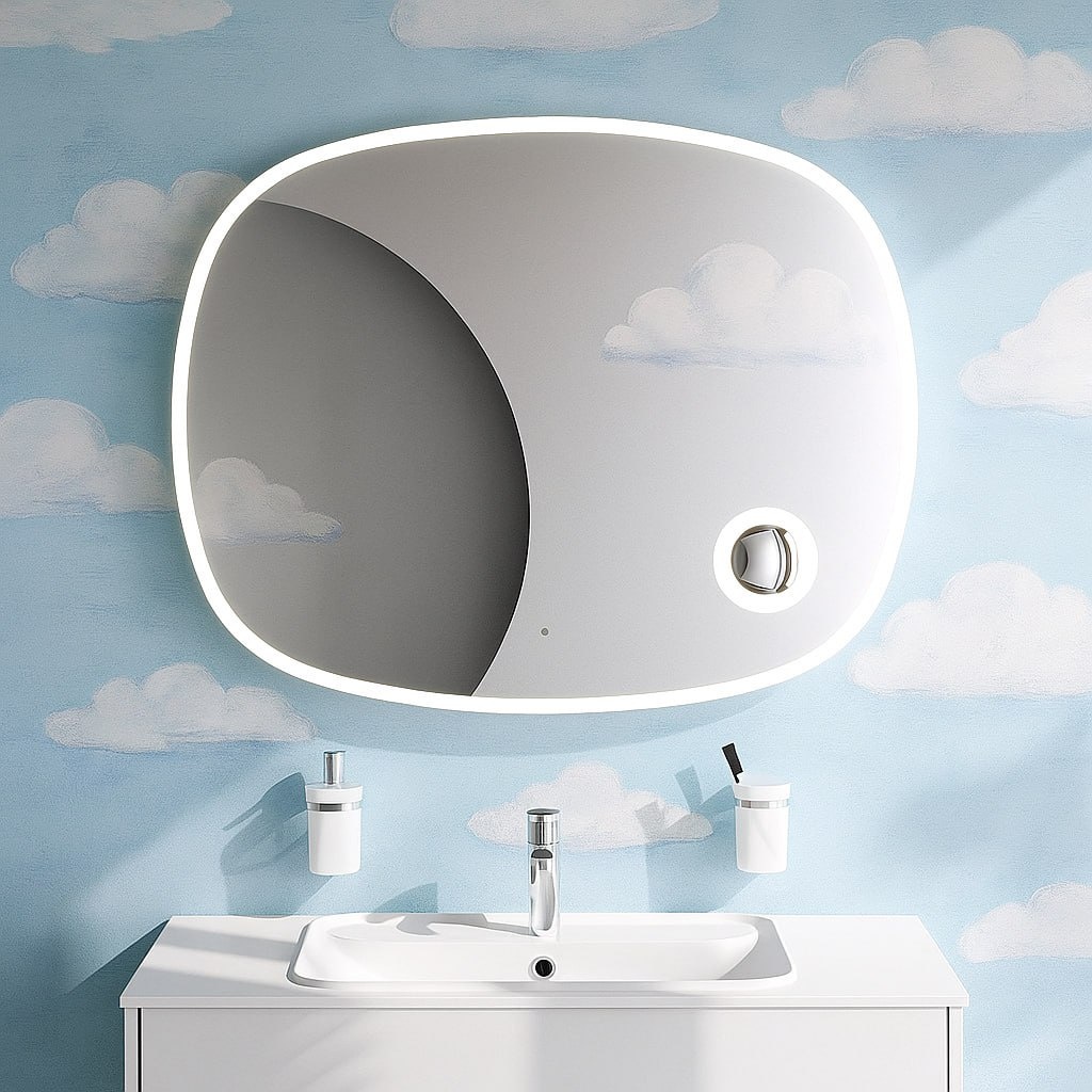 Зеркало с подсветкой в ванную закругленное 100 AM.PM Func M8FMOX1003SA с косметическим зеркалом сенсорное