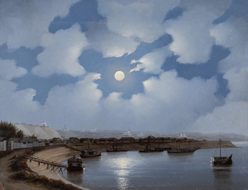 Павел Кошаров. Пароходная пристань в Томске. 1860-е. Из собрания ГМИИ им. А.С. Пушкина.