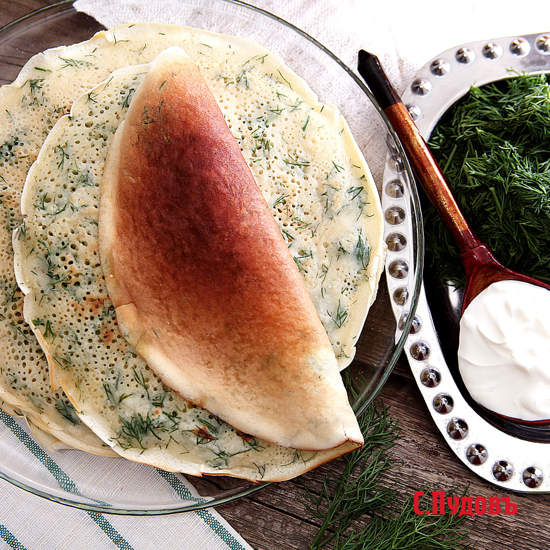 Блины с укропом и петрушкой