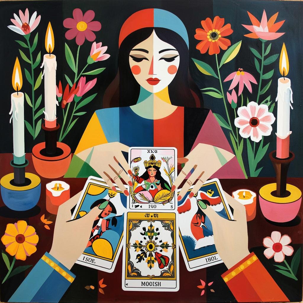 Гадание на картах. Иллюстрация сгенерирована нейросетью