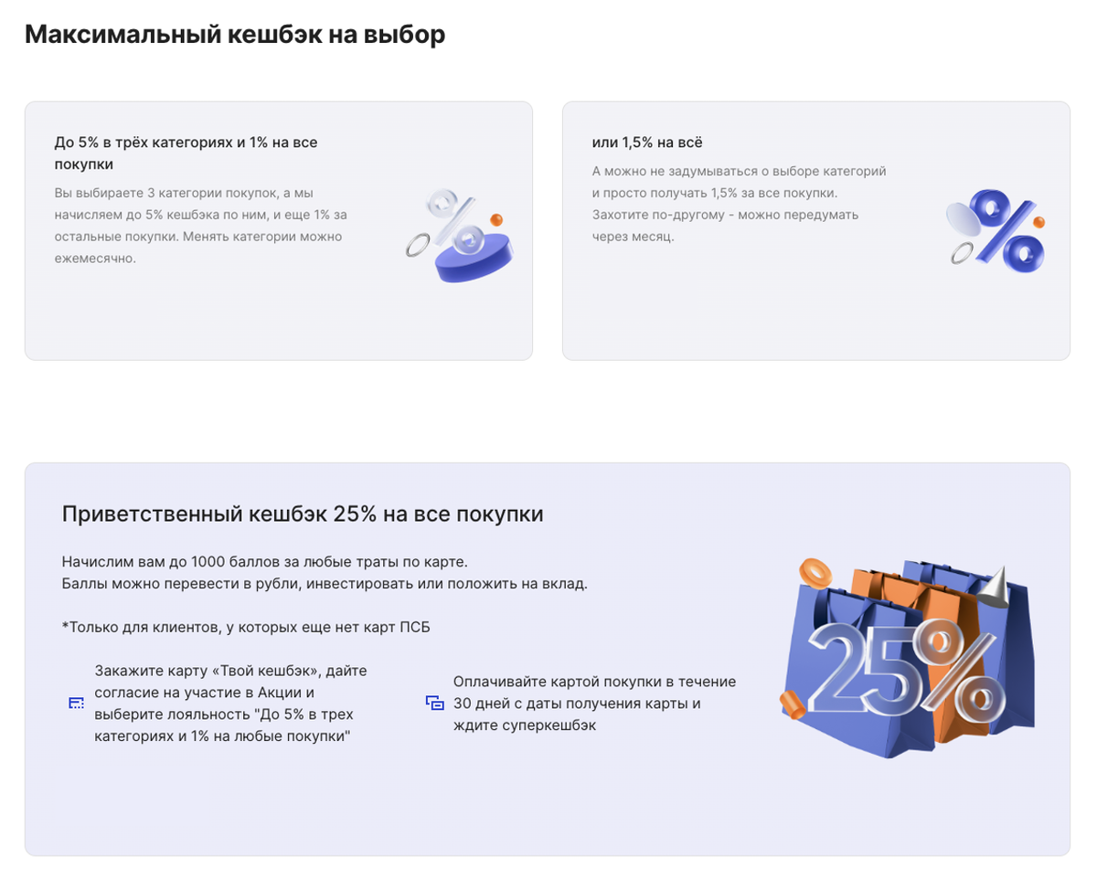 Кэшбэк по карте «Твой кешбэк» от банка ПСБ