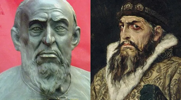 Слева — реконструкция Герасимова, справа — вымышленный портрет Васнецова.