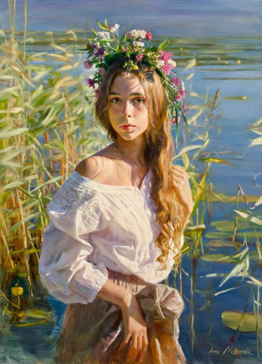 КАРТИНА РОССИЙСКОЙ ХУДОЖНИЦЫ АННЫ МАРИНОВОЙ / Anna Marinova //   " Юное лето. Холст, масло. 90х65 см. 2024 год