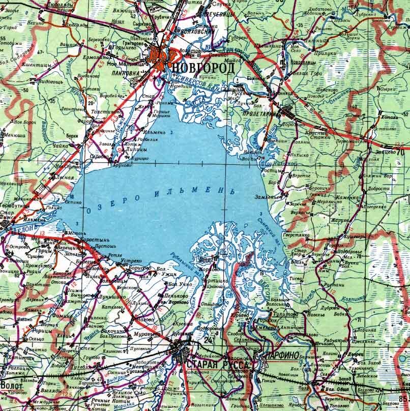 Бассейн оз Ильмень на современных картосхемах // swargas.ru