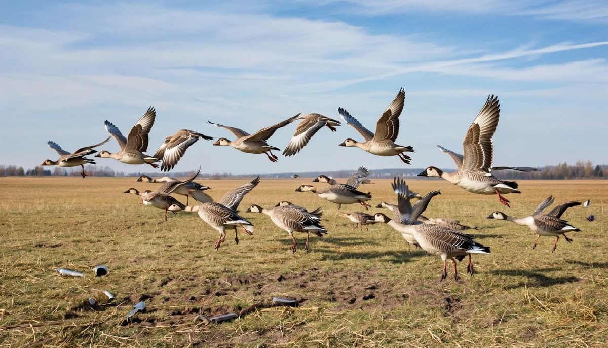 Гуси на взлёте. Изображение созданно  Giga Chat с помощью Кандинский