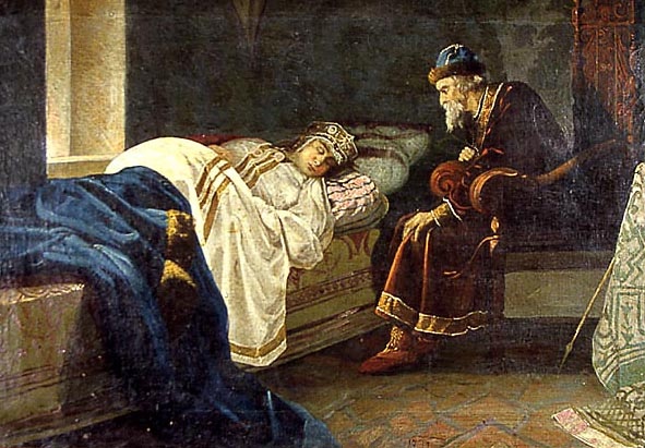 Царь Иван Грозный любуется на Василису Мелентьеву. Картина кисти Г.С. Седова (1836-1884). Василиса Мелентьева не была женой Ивана Грозного. Но кто-то какие-то сведения об этом факте приводит. В ближайшее время мы этот вопрос рассмотрим.