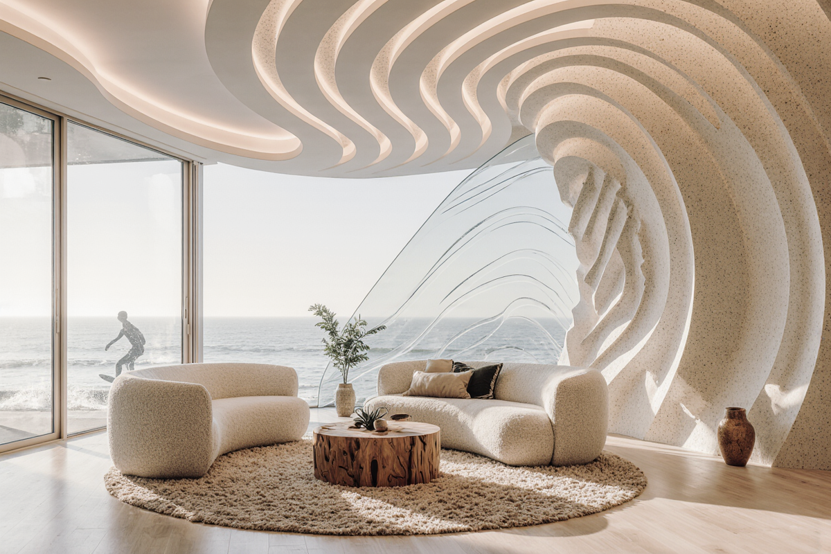 Волнистые стены как ассоциация с серфингом 