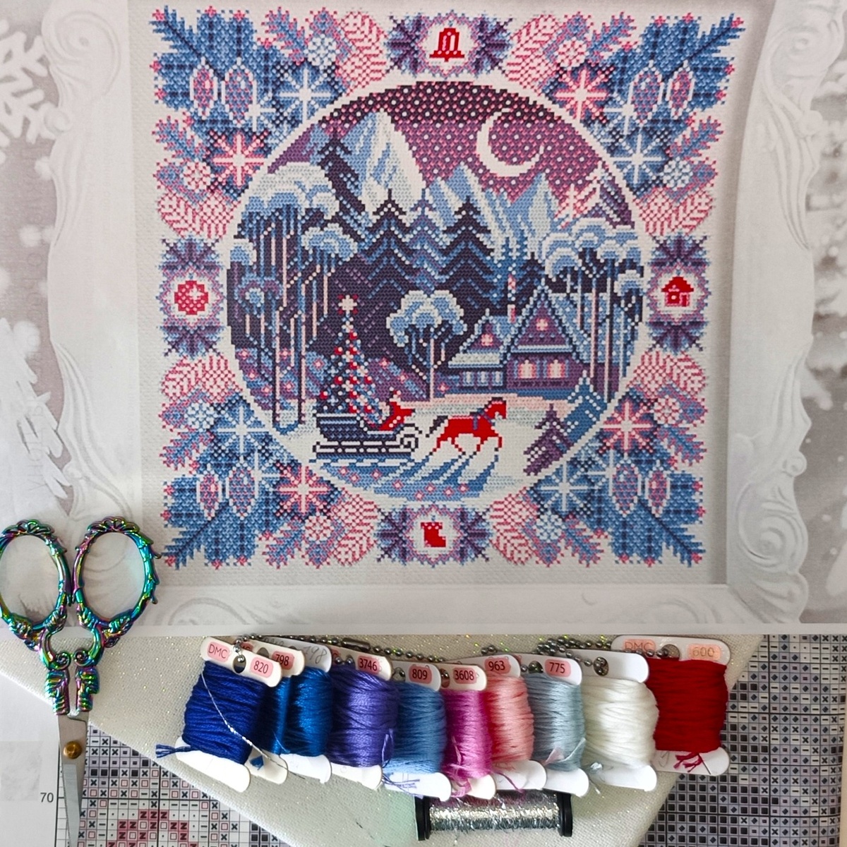 подготовка к работе, схема "Новогодняя ночь", автор Sventana. здесь и далее все фото сделаны автором блога.