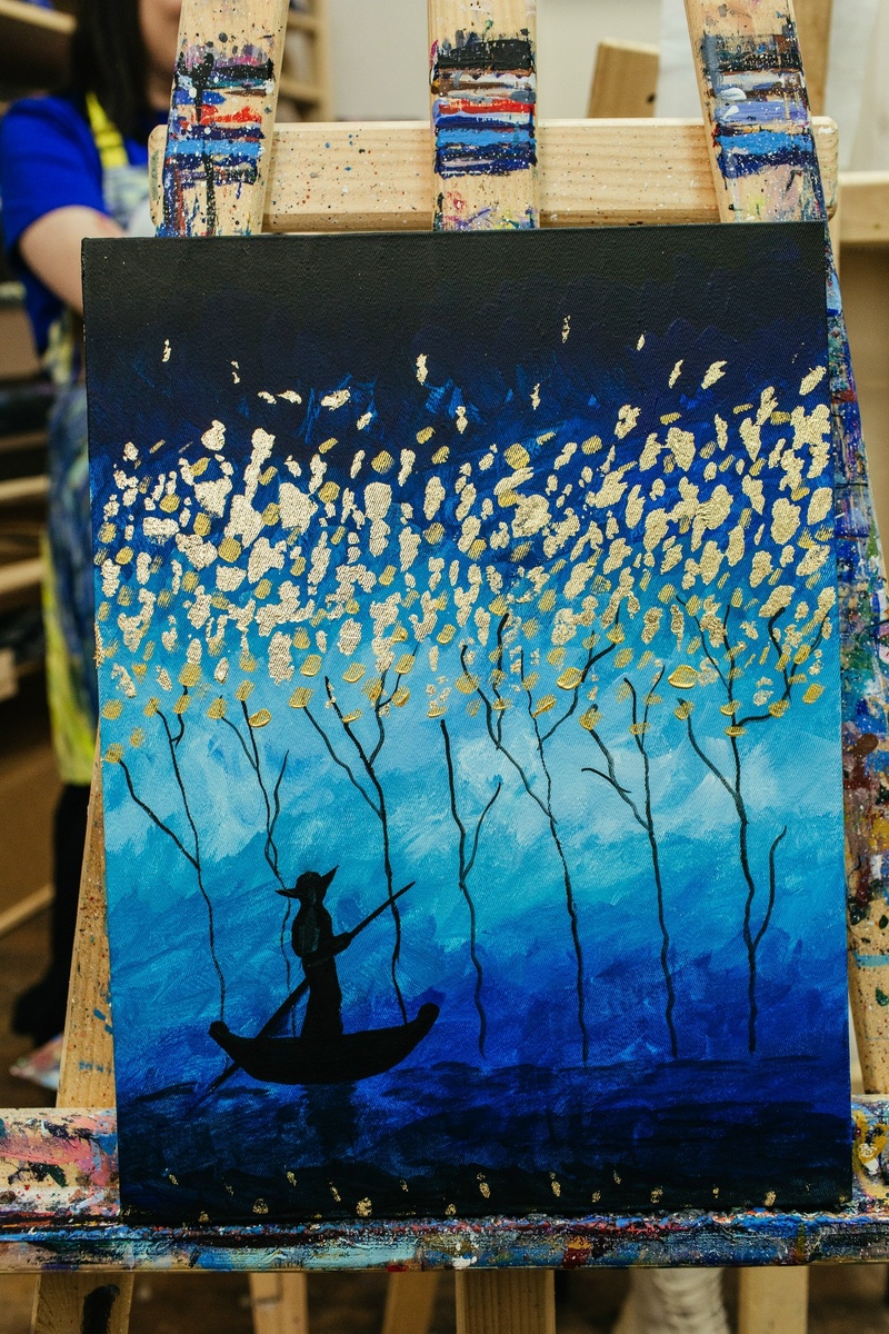 Вот та первая картина с мастер-класса по потали в Арт Школе №1. Неплохо для первого раза, что скажете?