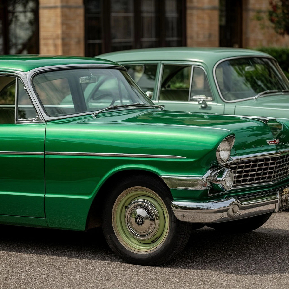 Зелёный автомобиль.