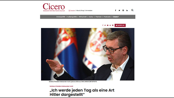    "Меня каждый день изображают кем-то вроде Гитлера": Вучич хочет продавать ЕС оружие и боеприпасы, а что всё это будет передано Украине... Ну что ж, бывает... Скриншот: Cicero