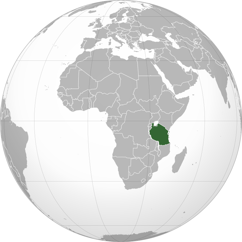 Танзания на карте мира.