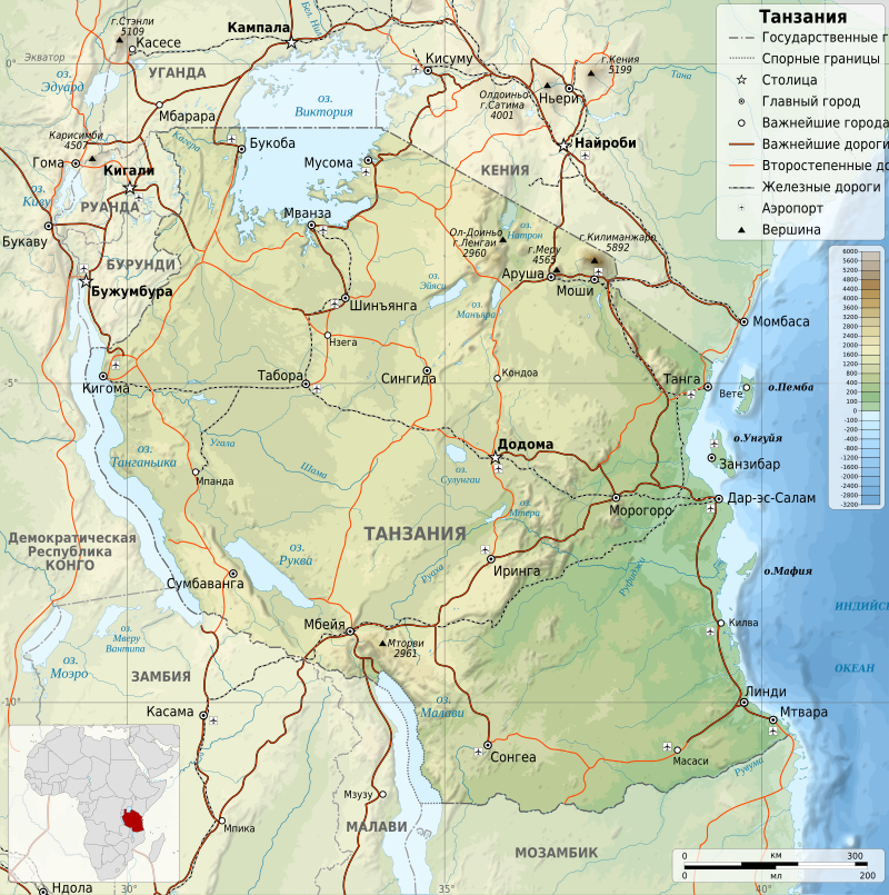 Карта Танзании.