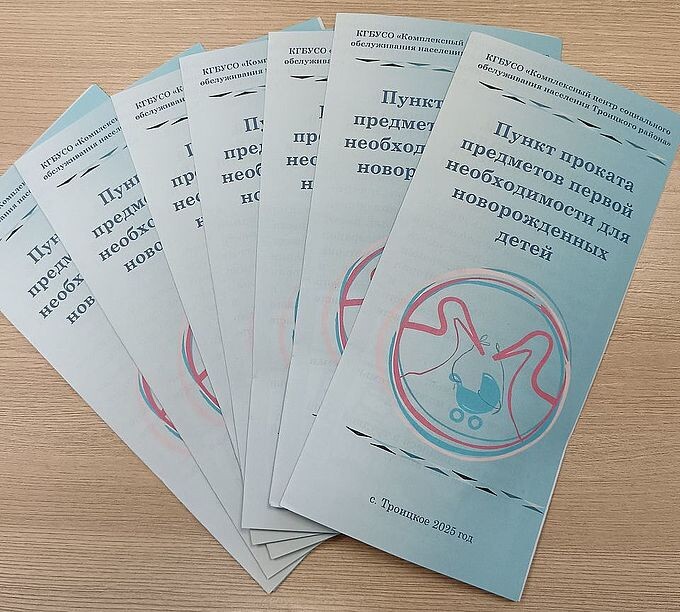 Буклеты «Пункт проката предметов первой необходимости для новорождённых детей»