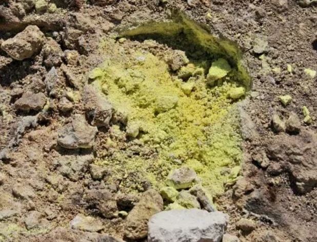 Фото: коллоидная сера, рассыпанная по земле. Фото из открытых источников 