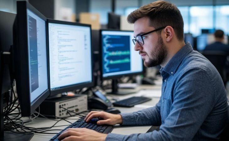 Работа. Фото: сгенерировано с помощью нейросети "Алиса", "Атмосфера"