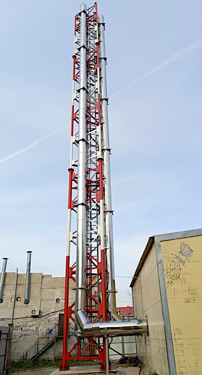 Техническое перевооружение котельной городской больницы с заменой дымовых труб, исполнитель - Уральский завод дымоходов "Модуль"