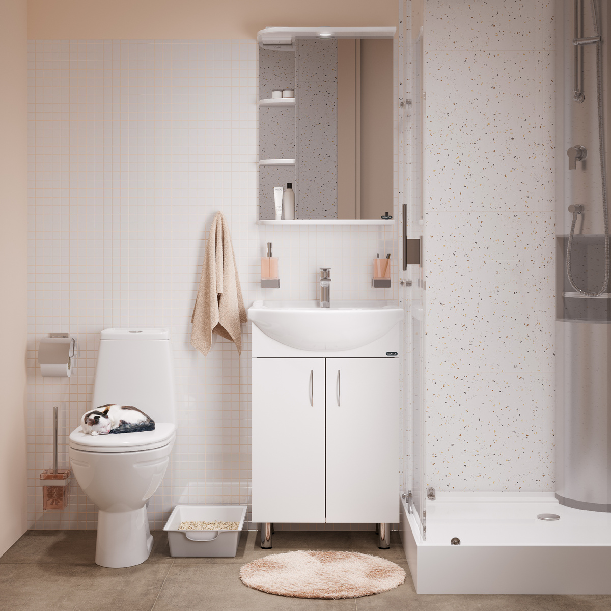 На полу керамогранит бренда GRASARO