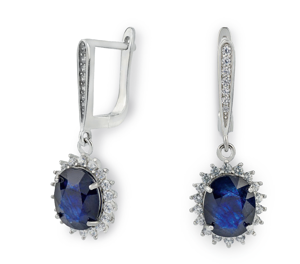 Серьги с сапфиром корундом