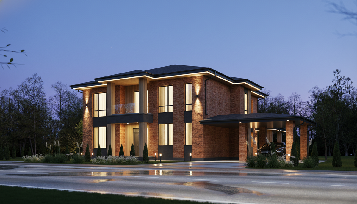 Загородный дом в посёлке Гусарово с террасой и панорамными окнами