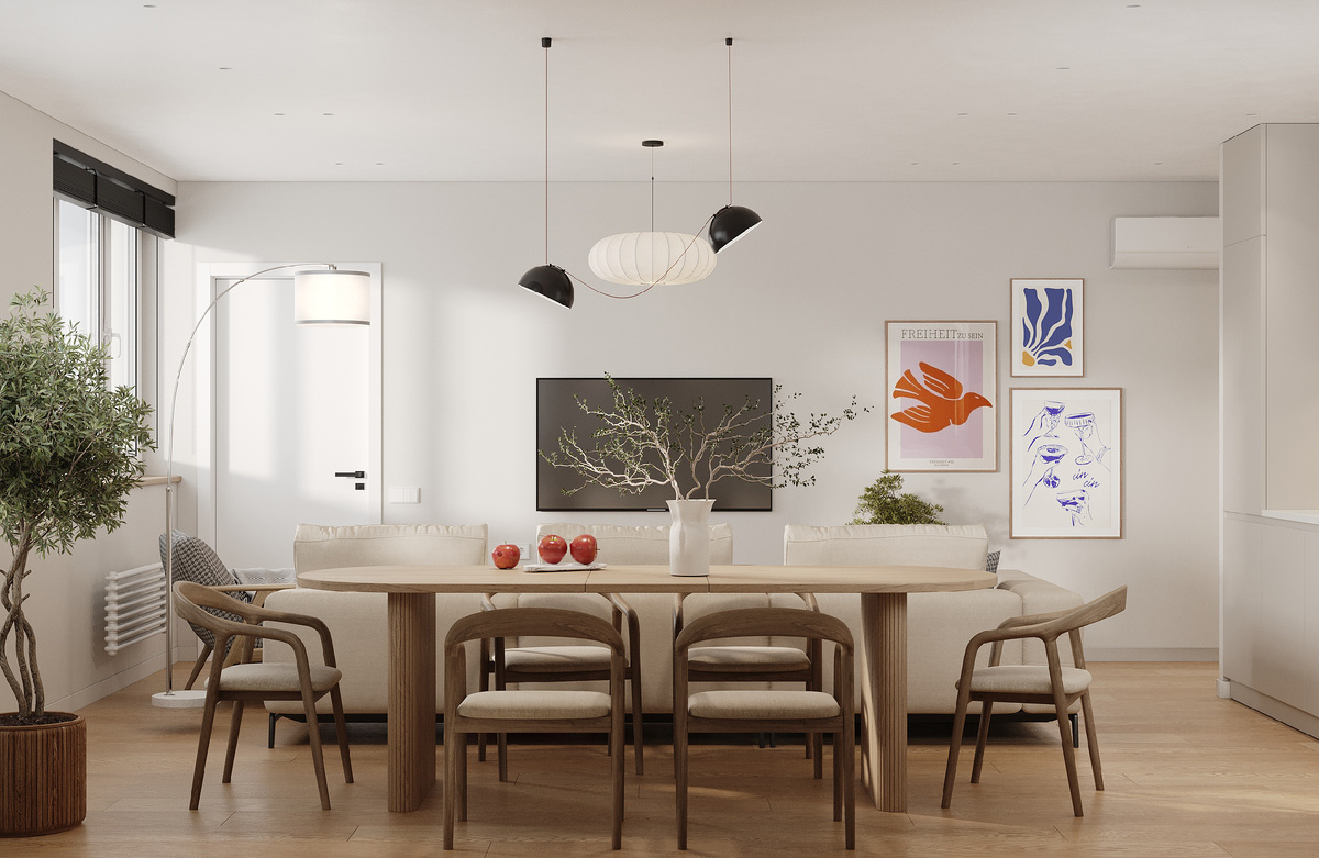 Обеденная зона в кухне-гостиной