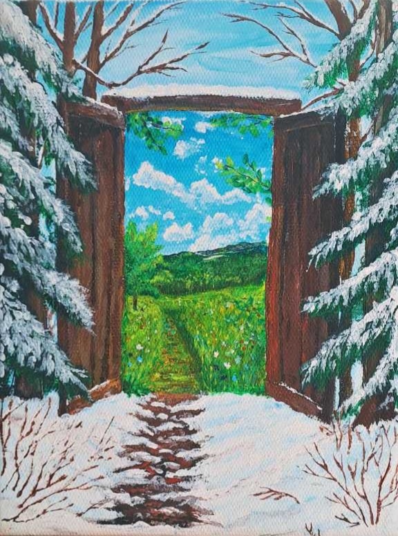 "Дверь в лето ", холст 18×24, акрил