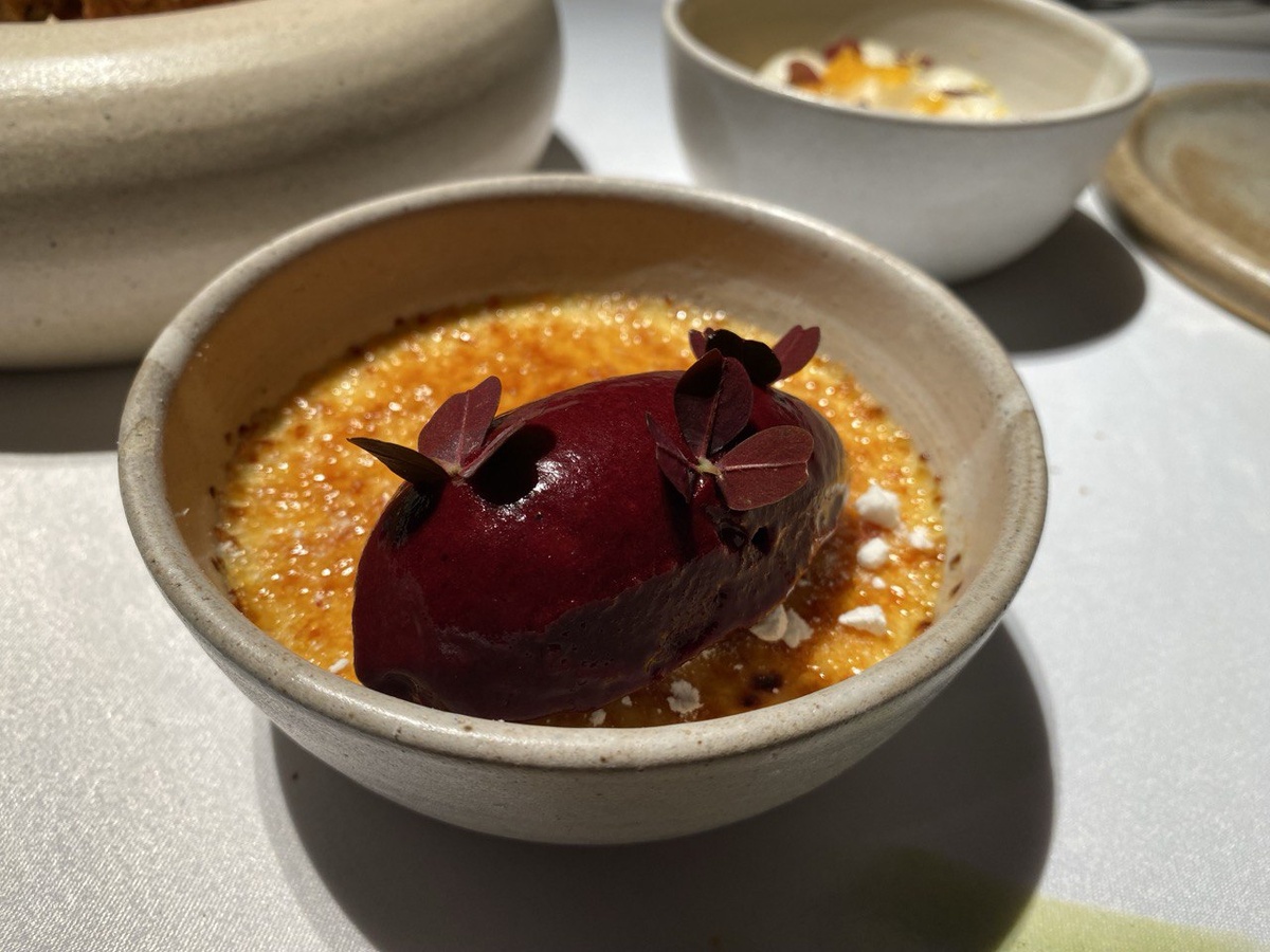 Крем-брюле с мороженым из черноплодной рябины